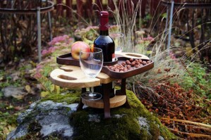 Винный столик + менажница-поднос (дуб) 0090