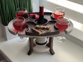 Винный столик + менажница-поднос (дуб) 0103