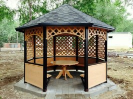 Беседка шестигранная с мягкой кровлей 0816