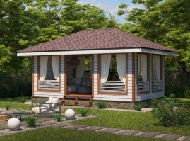 Беседка садовая из дерева прямоугольная 0382