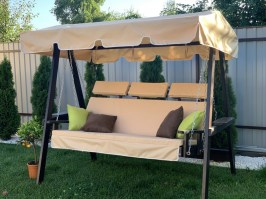 Качели садовые ЭКО 0099 (с тентом и матрасом серии ПРЕМИУМ + подголовники)