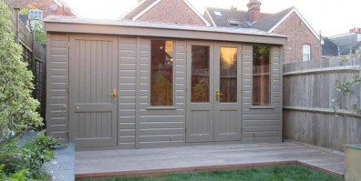 Деревянная садовая беседка застекленная с хозблоком 0974