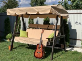Качели садовые ЭКО 0091 (с тентом и матрасом серии ПРЕМИУМ + подголовники)
