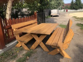 Комплект мебели садовой деревянной (стол и две скамейки) 0012