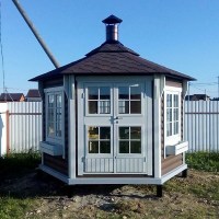 Беседка застекленная закрытого типа садовая из дерева для дачи 0396