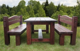 Комплект мебели садовой деревянной (стол и две скамейки) 0037