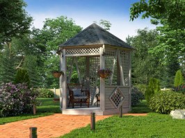 Деревянная шестигранная беседка под заказ 0340