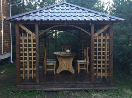 Садовая деревянная беседка 0542