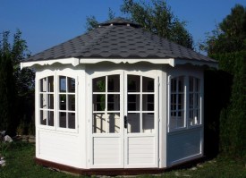 Беседка застекленная закрытого типа садовая из дерева для дачи 0371