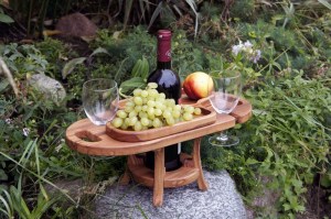 Винный столик + менажница-поднос (дуб) 0075