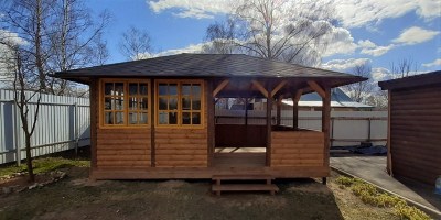 Деревянная садовая беседка (2в1) 1103