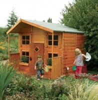 Игровой домик для детей из дерева под заказ (2 этажа) 0057