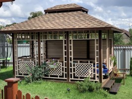 Деревянная садовая беседка 0194
