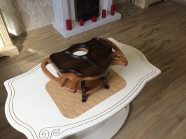 Винный столик + менажница-поднос (дуб) 0104