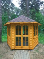 Беседка застекленная закрытого типа садовая из дерева для дачи 0171