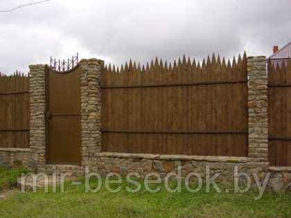 Забор деревянный сплошной 0032