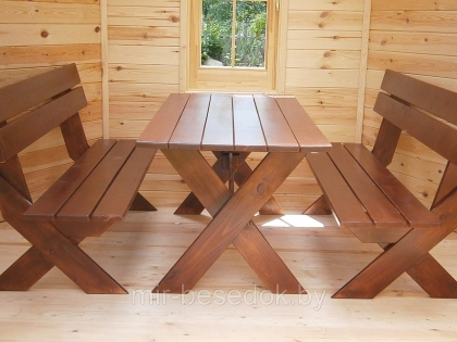 Комплект мебели садовой деревянной (стол и две скамейки) 0005