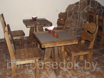 Комплект мебели из дерева стол и 2 стула под старину в Минске 0001